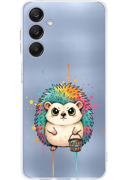 Samsung Galaxy A25 ile Uyumlu Splash Kirpi Tasarımlı Şeffaf Silikon Kılıf