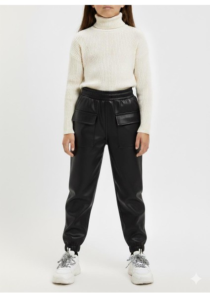 Önden Cepli Kız Çocuk Deri Pantolon 6-11 Yaş (2350 Model) fiyatları