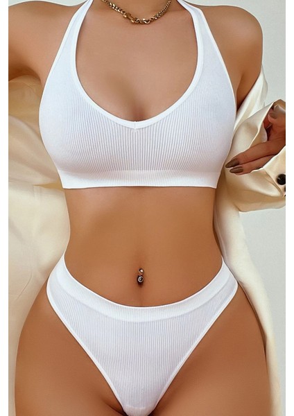 Kadın Beyaz Seamless Tanga Sütyen Takım - Beyaz - L-Xl fiyatları