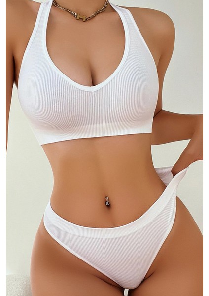Kadın Beyaz Seamless Tanga Sütyen Takım - Beyaz - L-Xl modelleri