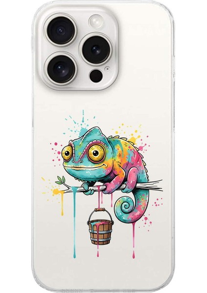 iPhone 15 Pro ile Uyumlu Splash Bukalemun Tasarımlı Şeffaf Silikon Kılıf
