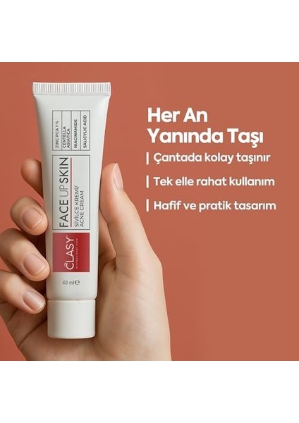 Clasycare Akne Kremi Yüz Için – Sivilce ve Akne Karşıtı Leke Kremi – Salisilik Asit & Niasinamid ile Leke Giderici – Genç ve Yetişkin Cilt Bakımı, 40 ml modelleri