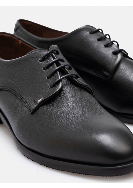 Kadın Hakiki Deri El Yapımı Siyah Maskülen Stil Oxford Günlük Ayakkabı