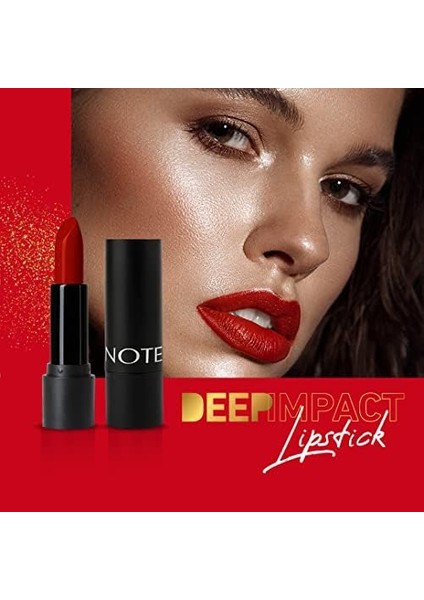 Note Deep Impact Lipstick 08 Sophisticate Burgundy Kremsi Dokulu Yarı Parlak Ruj, Kırmızı