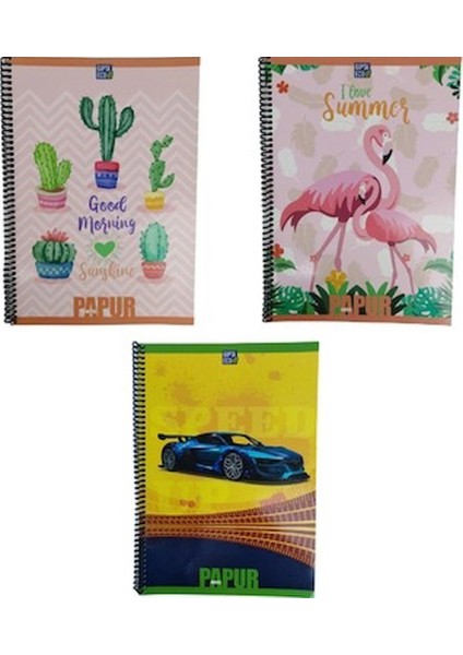 Gıpta Papur Notes Spiralli Karton Kapak Defter A4 60 Yp Kareli 4959-12 Li Paket-12-Lı-Pkt