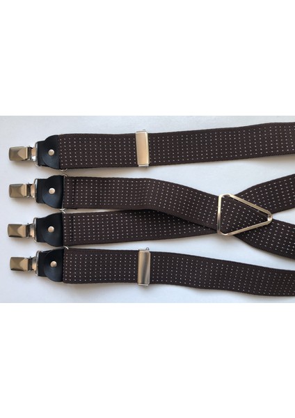 Kahve Puantiyeli 4 Klipsli Pantolon Askısı