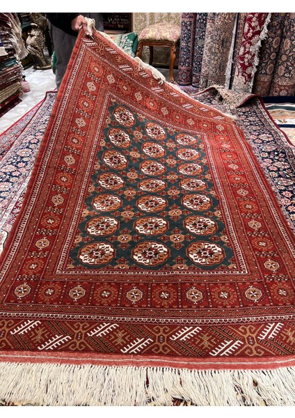 El Dokuma Iran Buhara Halısıdır Yün Dokuma Petrol Yeşili Ebatı 195X135 fırsatları