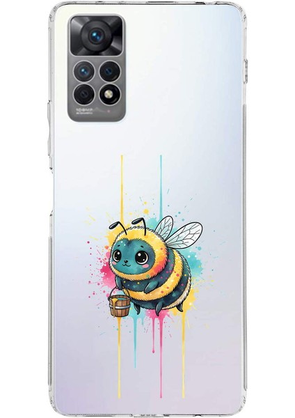 Redmi Note 11 ile Uyumlu Splash Arı Tasarımlı Şeffaf Silikon Kılıf