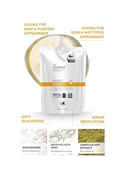 The Purest Solutions Sivilce ve Siyah Nokta Karşıtı Yağlı Karma Ciltler Temizleme Jeli Ekolojik Yedek Paket 400 ml modelleri