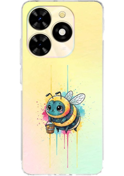 Tecno Spark 20 ile Uyumlu Splash Arı Tasarımlı Şeffaf Silikon Kılıf