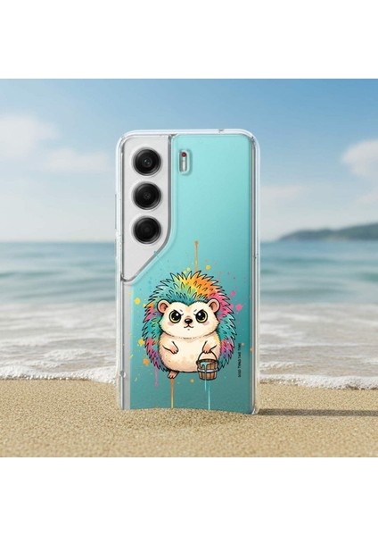 iPhone 5 Se ile Uyumlu Splash Kirpi Tasarımlı Şeffaf Silikon Kılıf