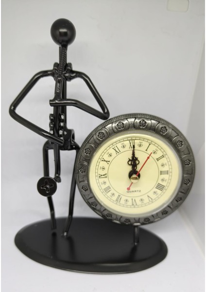 Metal Müzisyen Figürlü Saat