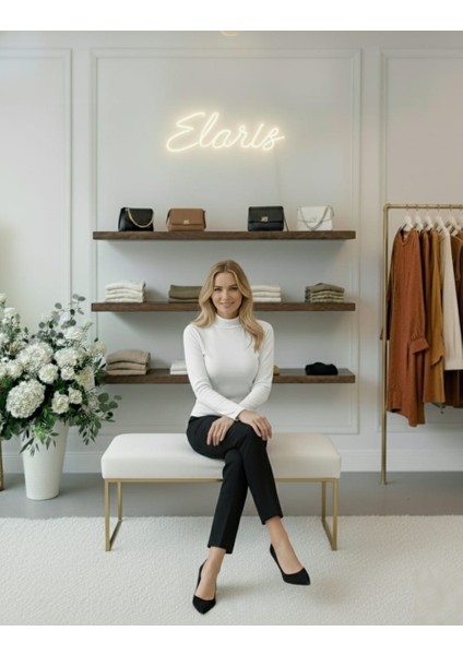 Kadın Farklı Renk 2'li Yarım Balıkçı Yaka Uzun Kollu Düz Kesim Kadın Bluz