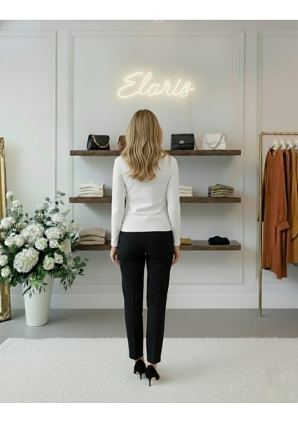 Kadın Farklı Renk 2'li Yarım Balıkçı Yaka Uzun Kollu Düz Kesim Kadın Bluz