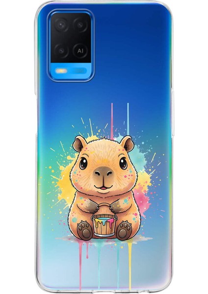Oppo A54 4g ile Uyumlu Splash Kapibara Tasarımlı Slimfit Şeffaf Silikon Kılıf