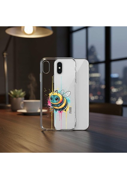 Samsung Galaxy M10 ile Uyumlu Splash Arı Tasarımlı Slimfit Şeffaf Silikon Kılıf fiyatları