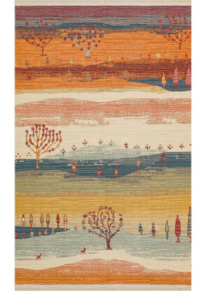 Ürgüp 12 Terra %100 Pamuk ile Üretilen Etnik Desenlere Sahip Yıkanabilir Çift Taraflı Ince Yıkanabilir Kilim