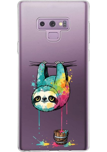 Samsung Galaxy Note 9 ile Uyumlu Splash Tembel Hayvan Tasarımlı Slimfit Şeffaf Silikon Kılıf