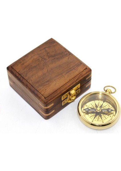 Ahşap Kutulu Pirinç Pusula 2