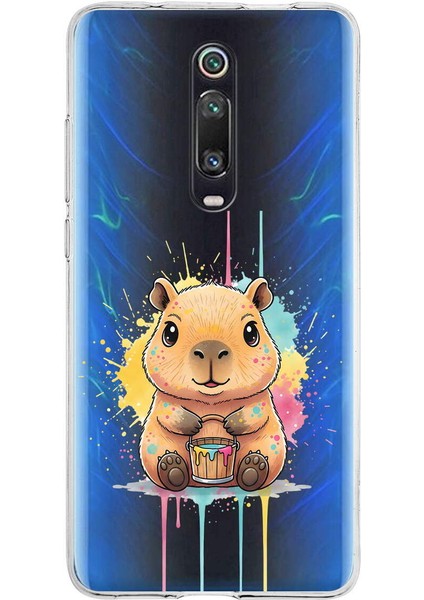 Redmi K20 ile Uyumlu Splash Kapibara Tasarımlı Slimfit Şeffaf Silikon Kılıf