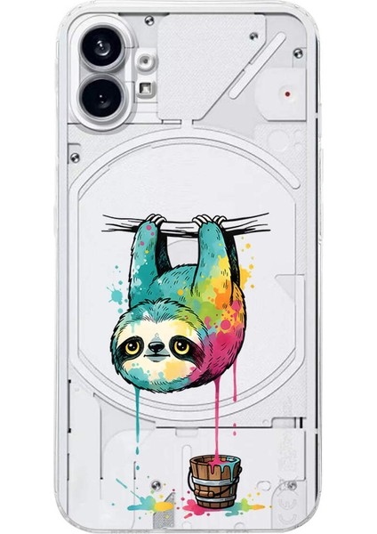 Nothing Phone 1 ile Uyumlu Splash Tembel Hayvan Tasarımlı Şeffaf Silikon Kılıf