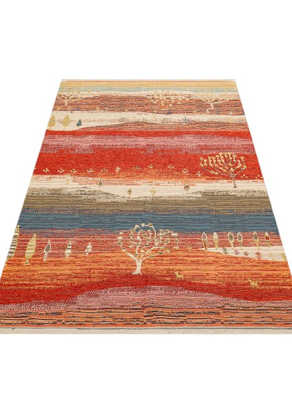 Ürgüp 12 Terra %100 Pamuk ile Üretilen Etnik Desenlere Sahip Yıkanabilir Çift Taraflı Ince Yıkanabilir Kilim