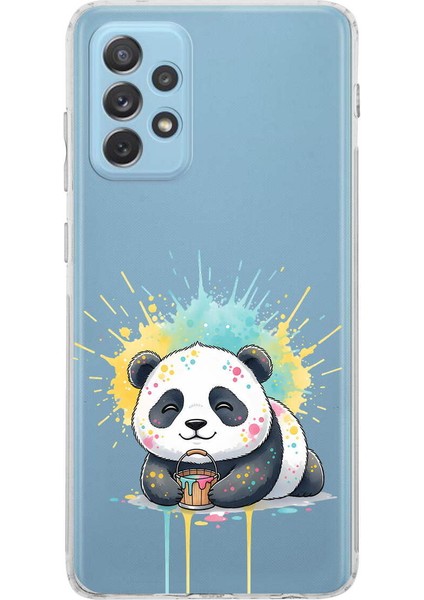 Samsung Galaxy A23 ile Uyumlu Splash Panda Tasarımlı Şeffaf Silikon Kılıf