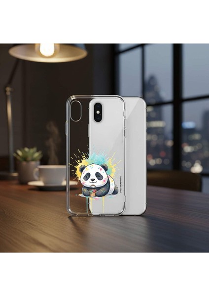 iPhone 8 Plus ile Uyumlu Splash Panda Tasarımlı Şeffaf Silikon Kılıf fiyatları