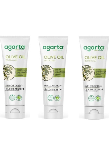 Doğal Zeytinyağlı Nemlendirici El ve Cilt Bakım Kremi 75 ml x 3 Adet