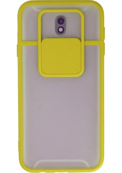 Ieg Samsung Galaxy J7 Pro / J730 Kılıf Palm Buzlu Kamera Sürgülü Silikon - Sarı
