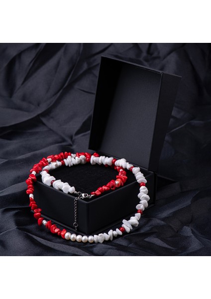 Mercan ve İnci Doğal Taş Kadın Kolye – Zarafet, Enerji ve Doğal Işıltı Kolyesi fiyatları