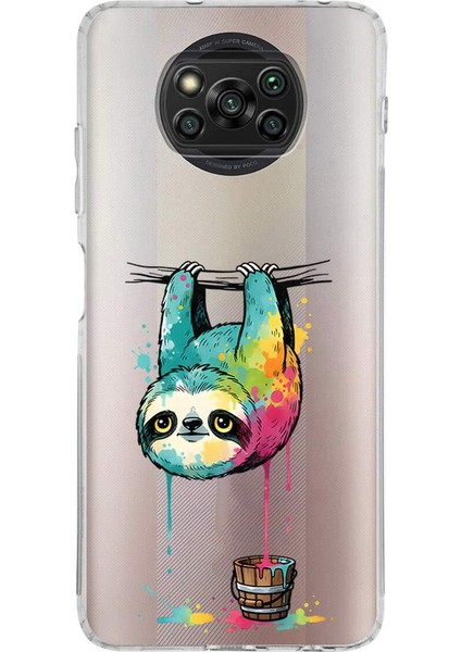 Poco X3 Pro ile Uyumlu Splash Tembel Hayvan Tasarımlı Slimfit Şeffaf Silikon Kılıf