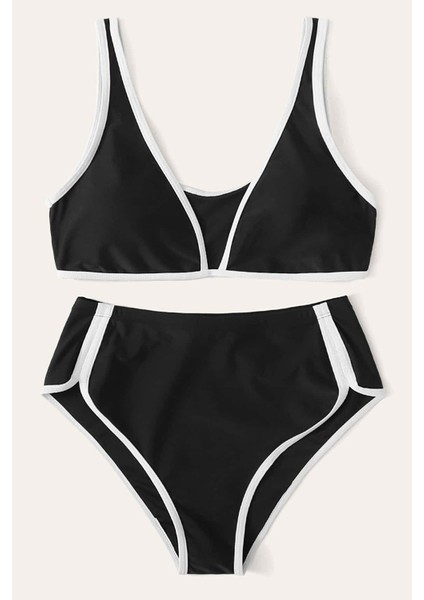 Kadın Siyah Pedli Yüksel Bel Sütyen Külot Takımı - Siyah - M modelleri