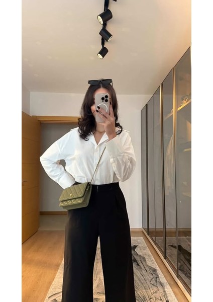 Kadın Uzun Kollu Beyaz Gömlek