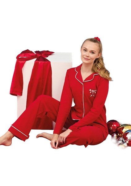 Over Sleep 3254 Kadın Önü Düğmeli Yı Pijama Takımı