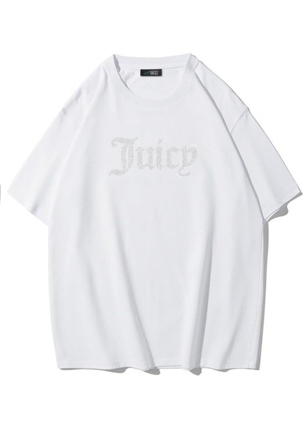 Unisex Oversize Taş Baskılı Juicy T-Shirt