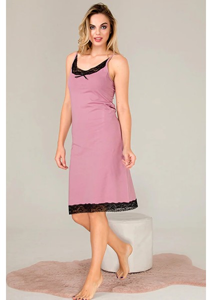 Lady Dantel Detaylı Lila Gecelik