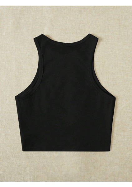 Kadın Have A Nice Weekend Cherry Kolsuz Halter Yaka Crop Atlet modelleri