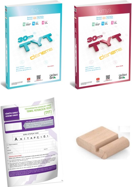 Tyt Fizik Tyt Kimya Deneme / 30 Branş Deneme Üçdörtbeş - 345 / Yks 2026 + Tyt Deneme+Telefon Tutucu