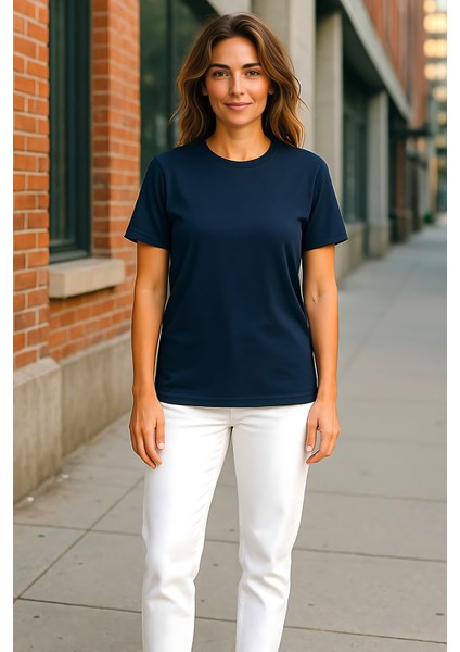 Unisex Bisiklet Yaka Beyaz Regular Fit Basic %100 Pamuk T-Shirt