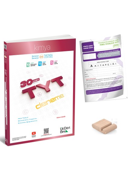 Tyt Kimya Deneme / 30 Branş Deneme Üçdörtbeş - 345 / Yks 2026 + Tyt Deneme+Telefon Tutucu
