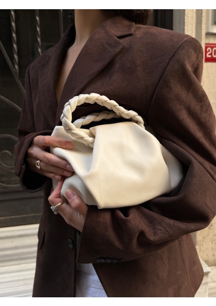 Ilot.ıstanbul | Örgü Saplı Yumuşak Dökümlü Pouch Çanta El Çantası Trend Clutch