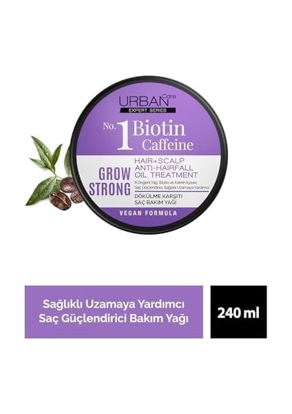 Urban Care Expert Biotin & Kafein Dökülme Karşıtı Grow Strong Saç Güçlendirici Bakım Yağı 240 Ml- Vegan