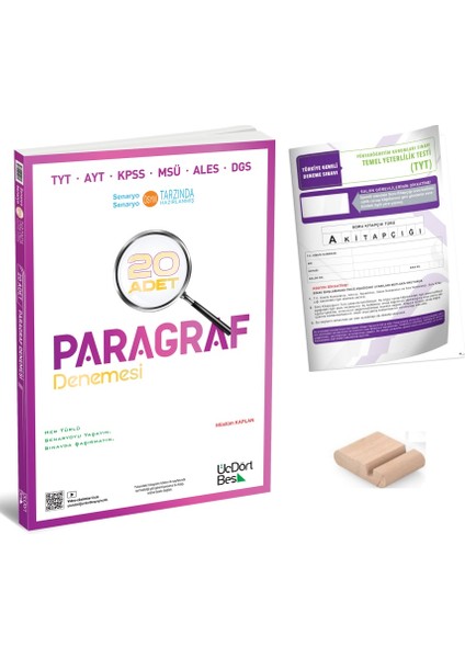 Tyt Paragraf Deneme / 20 Branş Deneme Üçdörtbeş - 345 / Yks 2026 + Tyt Deneme+Telefon Tutucu