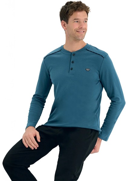 Over Sleep 2201 Erkek Kışlık Interlok Pijama Takım