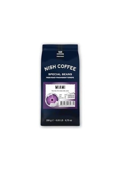 Nish Kahve Espresso Kahve Miami 2X250 Gram Çekirdek