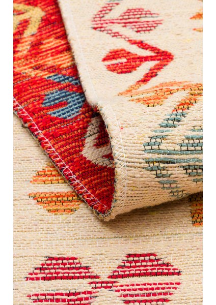 Ürgüp 08 Multy %100 Pamuk ile Üretilen Etnik Desenlere Sahip Yıkanabilir Çift Taraflı Ince Yıkanabilir Kilim