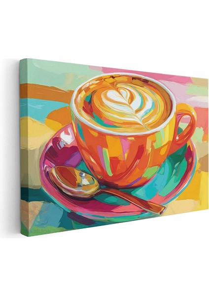 Yatay Kanvas Tablo Renkli Cappuccino Modern Duvar Tablosu Kanvas Salon Ofis Tablosu