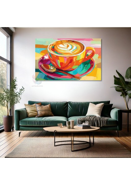 Yatay Kanvas Tablo Renkli Cappuccino Modern Duvar Tablosu Kanvas Salon Ofis Tablosu fiyatları
