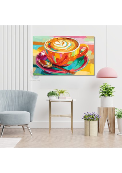 Yatay Kanvas Tablo Renkli Cappuccino Modern Duvar Tablosu Kanvas Salon Ofis Tablosu modelleri